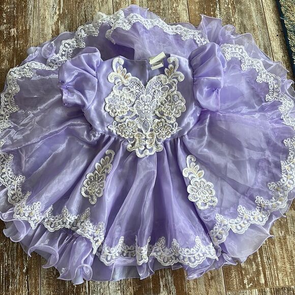 Vintage Full Circle Pageant Dress Tip Top Kids Ruffles Beading Lace Sequins - Picture 2 of 10